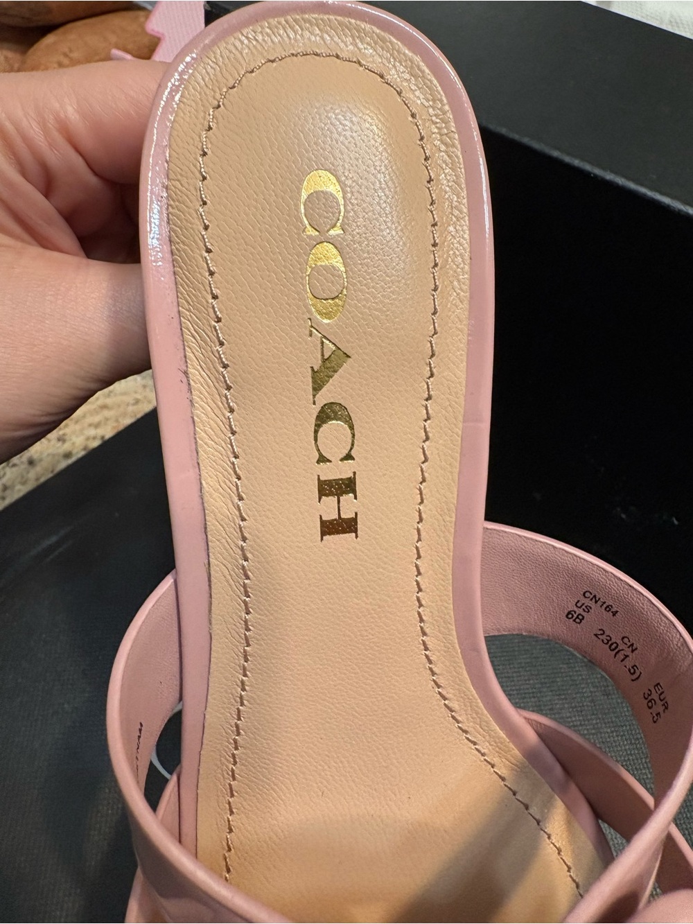 Coach Tillie 65 mm patent leather Rose Pink sandals - Picture 2 of 10